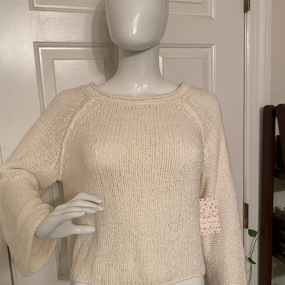 Free People Endless Stories Cut-out Cream Sweater NWT size S
